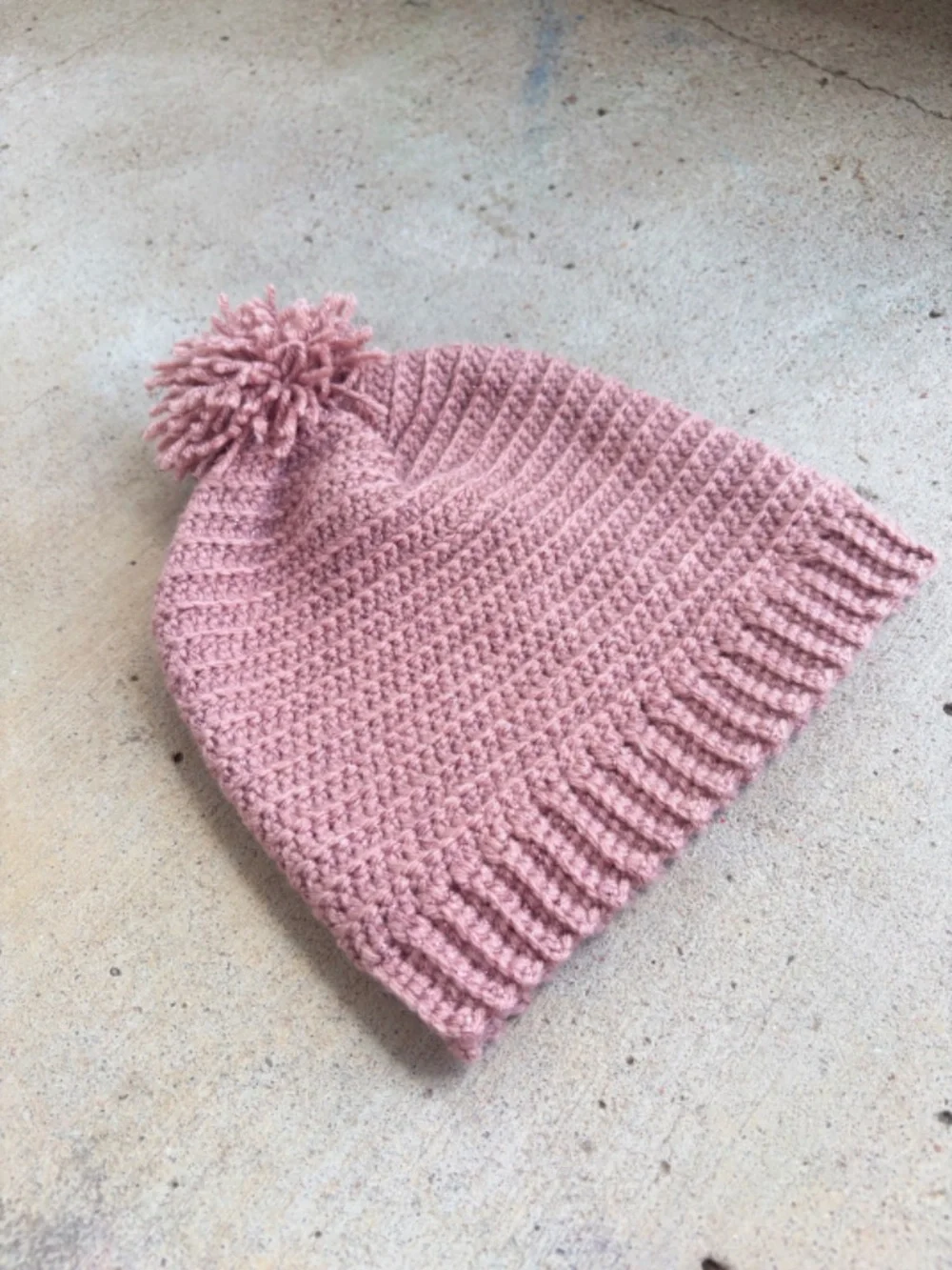 Handmade Crochet Baby Pink Sparkle Hat with Pom Pom
